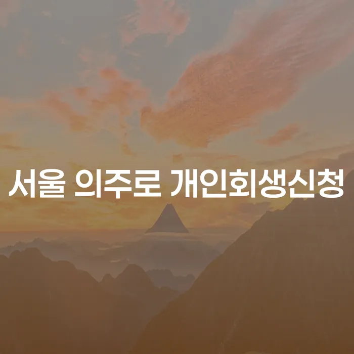 서울 의주로 개인회생신청, 어떻게 해야 할까요?